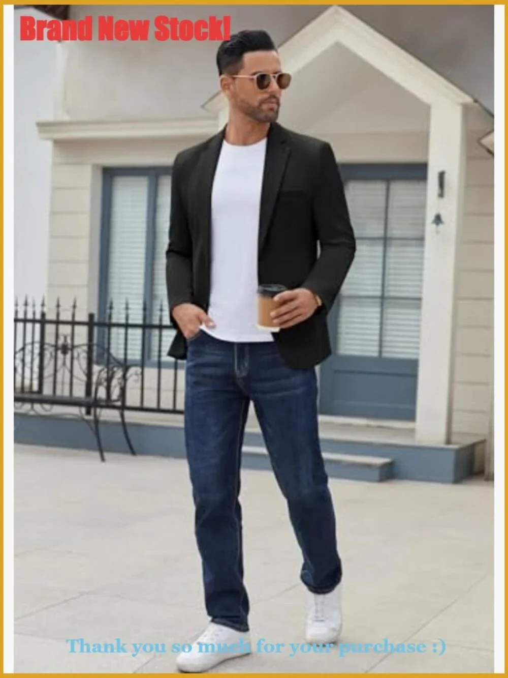 Lightweight Sport Coat Regular Fit Two Button Blazer Polyester Blend - Picture 5 of 7